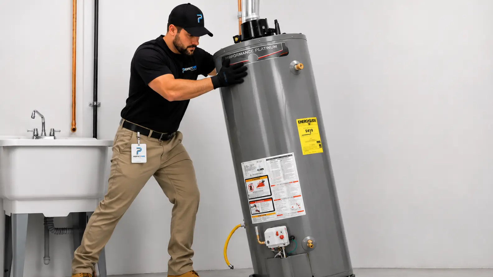 Perfect Pipe plumber installing a residential water heater in Chattanooga, Tennessee